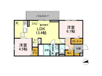 プランドールC(2LDK/1階)の間取り写真