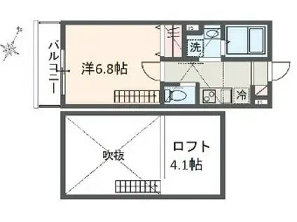 MELDIA岩槻VI(1K/2階)の間取り写真