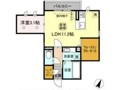 ルミールおおたか(1LDK/3階)の間取り写真