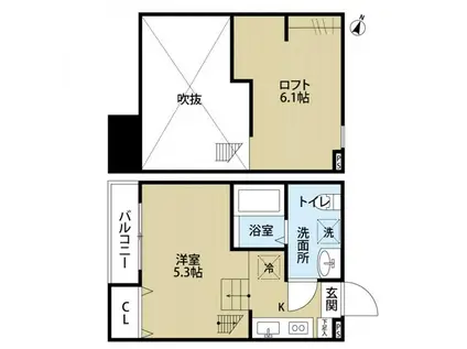 GRANDE MARE 鶴間(1K/2階)の間取り写真