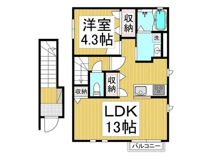 ウエスト・N・VALLEY(1LDK/2階)の間取り写真