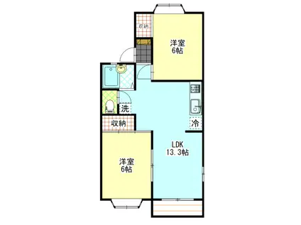 那珂コーポ(2LDK/1階)の間取り写真