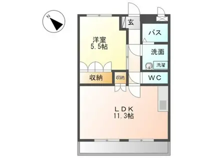 ウインドソング(1LDK/1階)の間取り写真