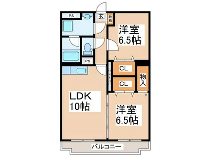 フローラルヴィレッジ(2LDK/2階)の間取り写真