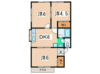 コーポ希望が丘(3DK/1階)の間取り写真