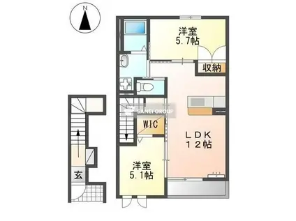 ルフォンII(2LDK/2階)の間取り写真