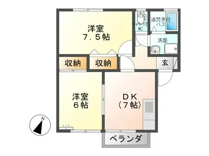 ソリエンテ B(2DK/1階)の間取り写真