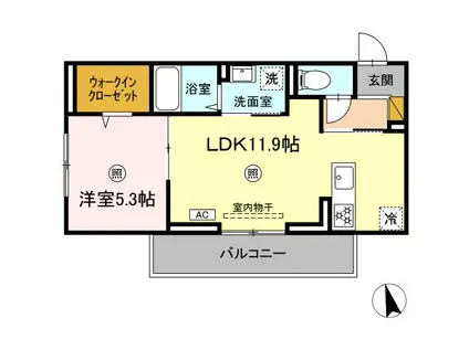 サンライズガーデンさくら(1LDK/2階)の間取り写真