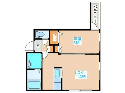 ミルフィーユ(1LDK/2階)の間取り写真