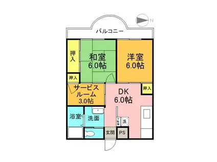 全優マンション(2SDK/5階)の間取り写真