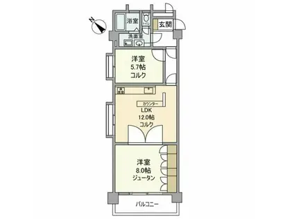 ヴィラ・ウィスタリア(2LDK/3階)の間取り写真