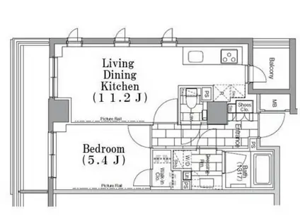 ONE ROOF FLAT TSUKISHIMA 旧パークハビオ月島(1LDK/7階)の間取り写真