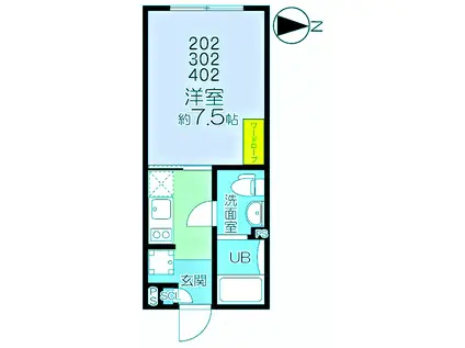 ラピス下目黒(1K/3階)の間取り写真