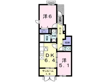 シグマ88A(2DK/1階)の間取り写真