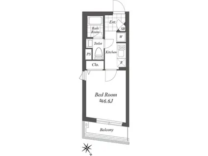 グランデュオ若林V(1K/2階)の間取り写真