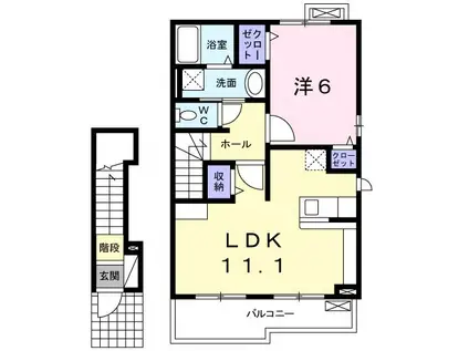 ショコラ・ミル(1LDK/2階)の間取り写真