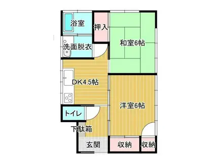 久慈町戸建て(2DK/2階)の間取り写真