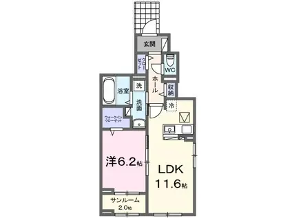 ベルブリーゼI(1LDK/1階)の間取り写真
