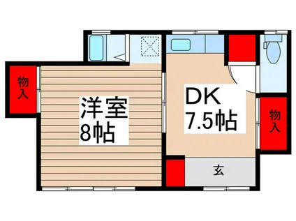 山田荘(1DK/2階)の間取り写真