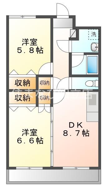 レジデンスあおみ(2LDK/3階)の間取り写真