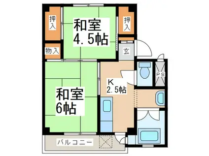 ビレッジハウス三田1号棟(2K/2階)の間取り写真