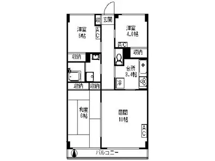 エスポワール(3LDK/6階)の間取り写真