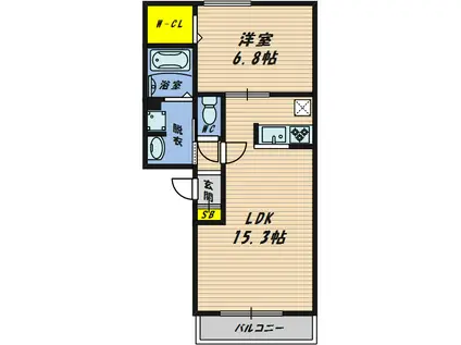 グレイスクレスト旭(1LDK/1階)の間取り写真