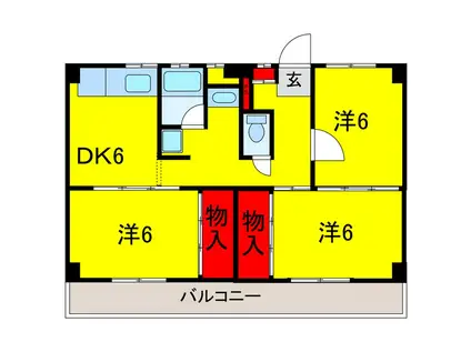 ビレッジハウス迎田(3DK/2階)の間取り写真