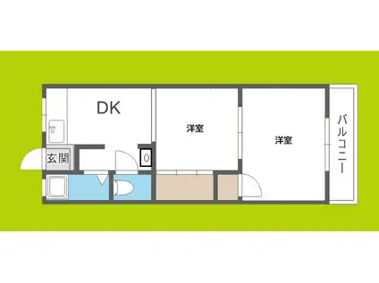 タカイレジデンス(1LDK/2階)の間取り写真