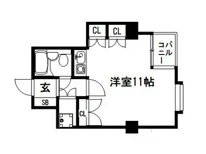 ヴェルビュ二条城東(ワンルーム/1階)の間取り写真