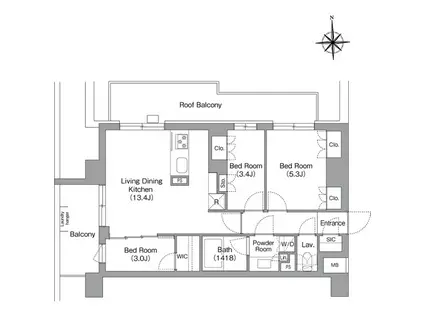 コンフォリア・リヴ大森西(3LDK/7階)の間取り写真