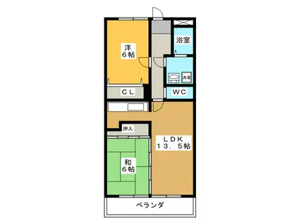 サンフェスタKATO B棟(2LDK/2階)の間取り写真