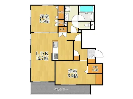 クラヴィスコート元住吉(2LDK/1階)の間取り写真