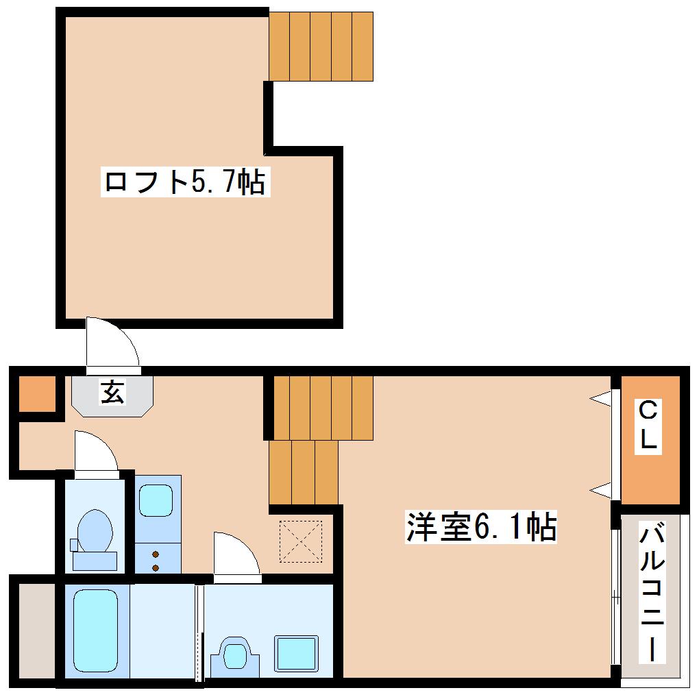 SUCRE FRESCO(1K/1階)の間取り写真