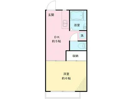 ユーハイツ(1DK/1階)の間取り写真