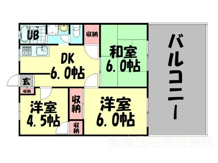 ウラカワハイツ(3DK/1階)の間取り写真