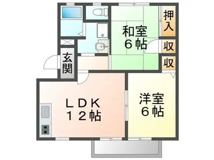 アピオ千里(2LDK/1階)の間取り写真