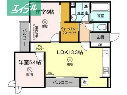 PERIDOT(2LDK/3階)の間取り写真