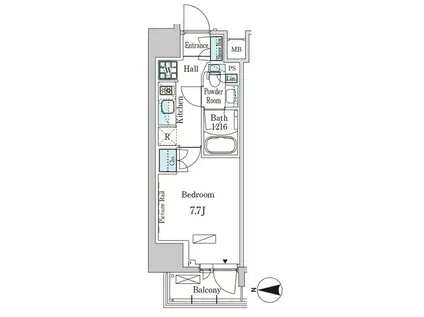 パークアクシス入谷(1K/8階)の間取り写真