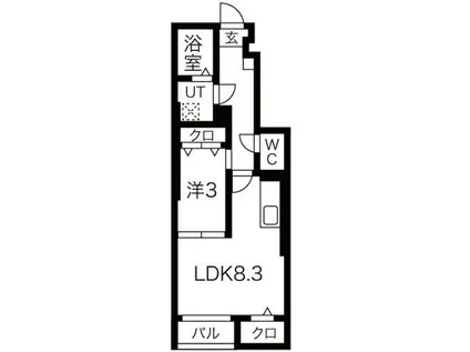 WAVE GARDEN(1LDK/1階)の間取り写真