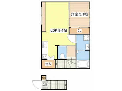 SQUIRRELAPARTMENT A(1LDK/2階)の間取り写真