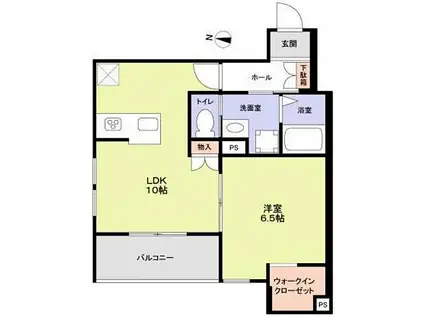 プルニエ(1LDK/2階)の間取り写真