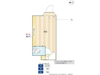 THE VALUE SHARED HOTEL TAKENOTSUKA(ワンルーム/3階)の間取り写真