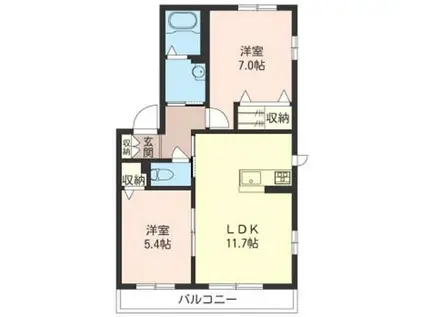 シャン・ド・フルールC棟(2LDK/1階)の間取り写真