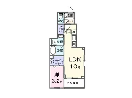 カーサルジェンドVI(1LDK/1階)の間取り写真