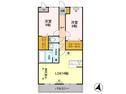 ウィステリア 111(2LDK/1階)の間取り写真