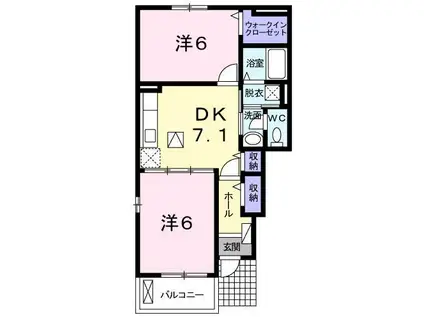 ミニヨンフィオーレⅢ(2DK/1階)の間取り写真