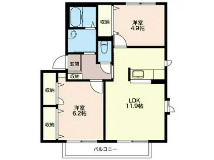 アルブル1番館(2LDK/1階)の間取り写真