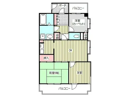 ライオンズシティ川口並木(3DK/3階)の間取り写真