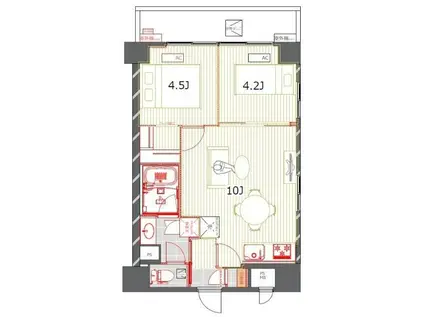 三敬中洲マンション(2LDK/5階)の間取り写真